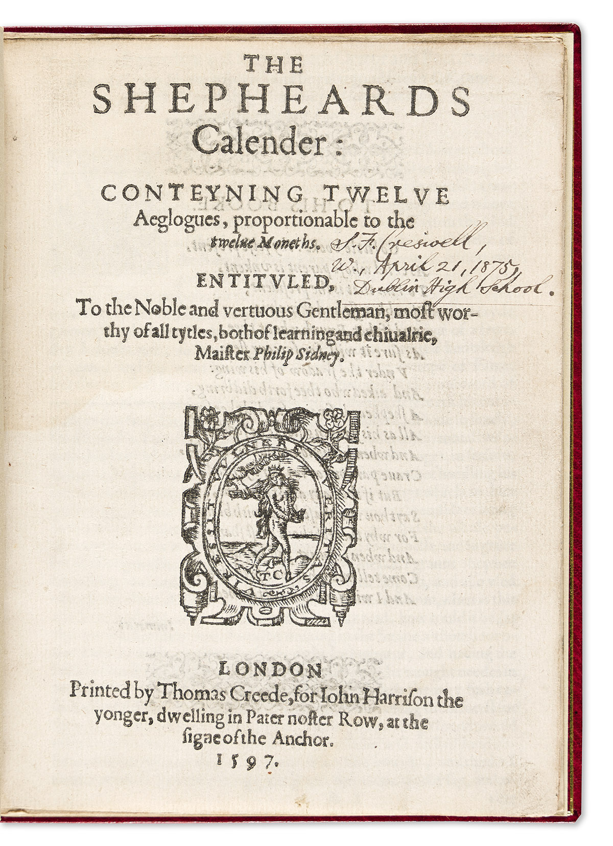 Spenser, Edmund (1552?-1599) The Shepheards Calender: Conteyning Twelve Aeglogues, proportionable to the Twelve Moneths.